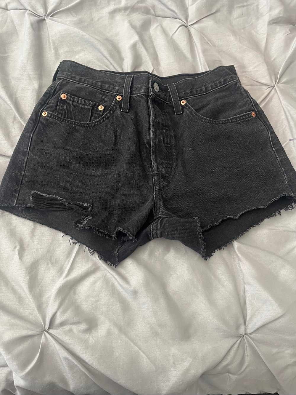 Levi's Black Distressed High-Rise Jean Shorts